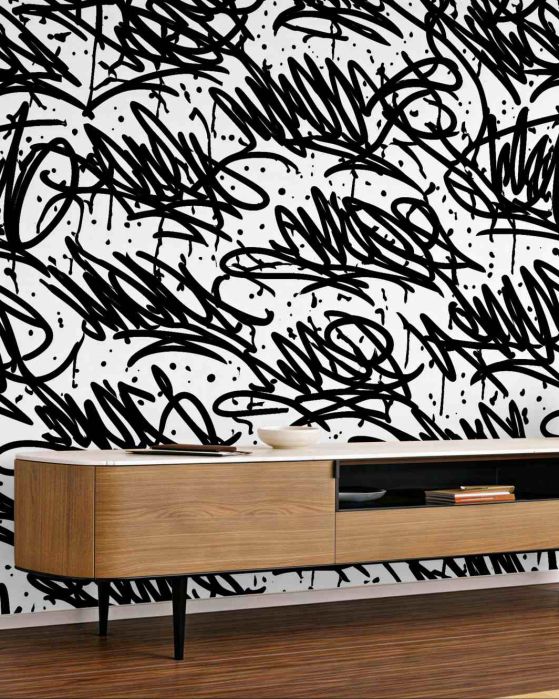 Fototapeta czarno-białe graffiti uliczne