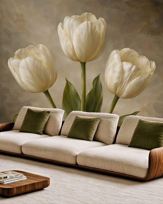 Fototapeta kremowe tulipany w eleganckim stylu
