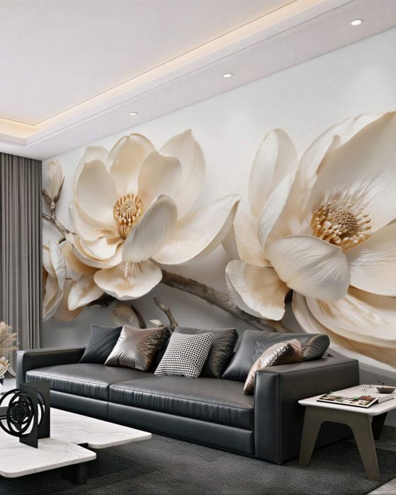 Fototapeta kremowe magnolie na gałęziach