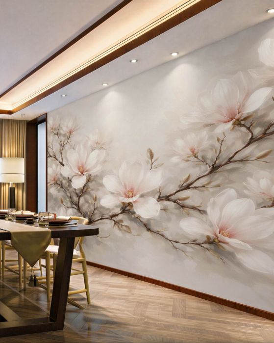 Fototapeta pastelowa magnolia na delikatnej gałęzi