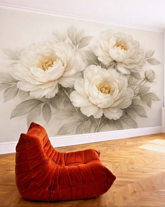 Fototapeta kremowe piwonie w eleganckim bukiecie