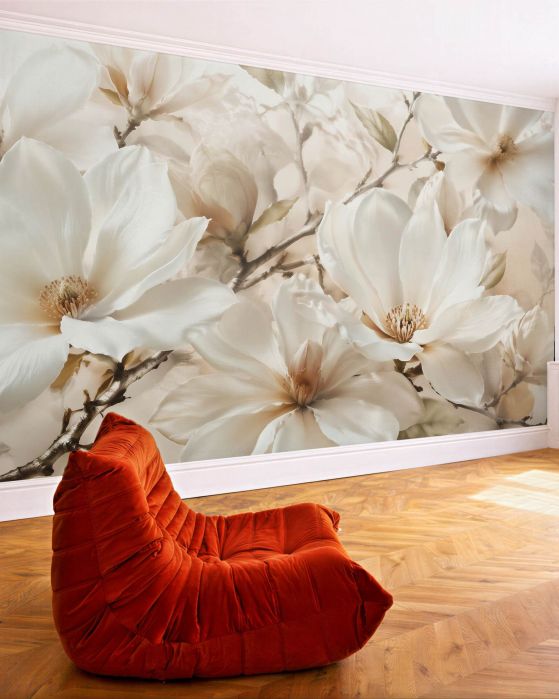 Fototapeta kremowe magnolie w eleganckim rozkwicie