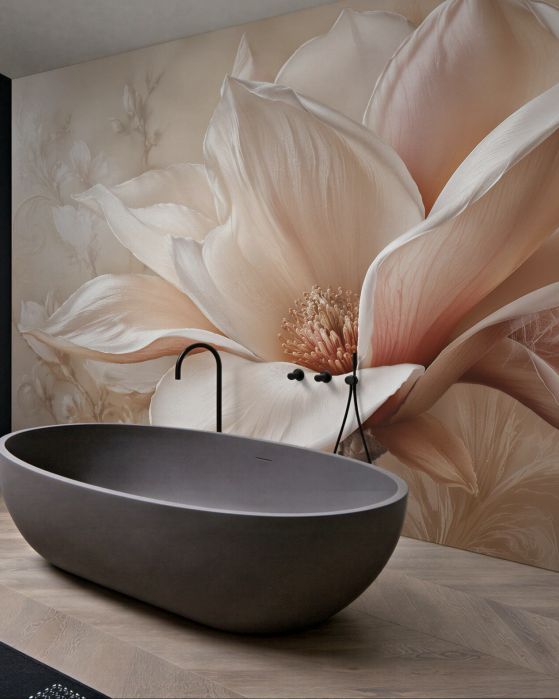 Fototapeta pudrowa magnolia w eleganckim detalu