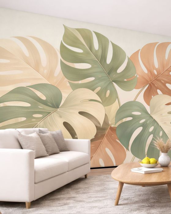 Fototapeta monstera w pastelowej elegancji