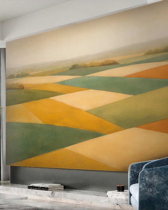 Fototapeta geometryczne pola w złotym świetle