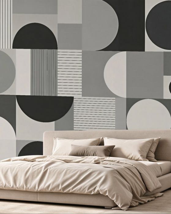Fototapeta geometryczne koła w odcieniach szarości