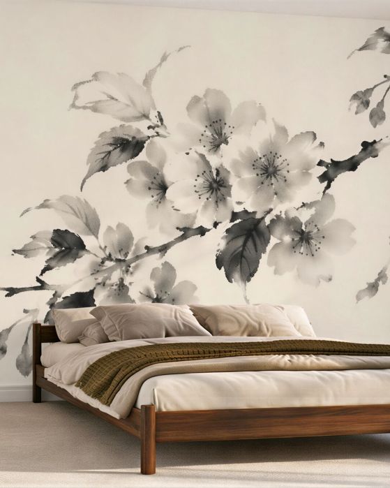Fototapeta akwarelowa gałązka kwiatów retro