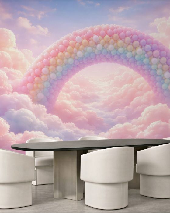 Fototapeta pastelowa tęcza w chmurach