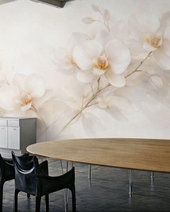 Fototapeta kremowe orchidee w blasku