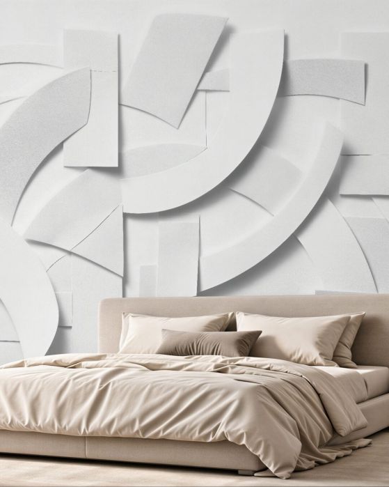 Fototapeta biała geometryczna kompozycja 3d