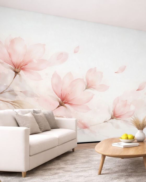 Fototapeta pudrowe magnolie w akwareli