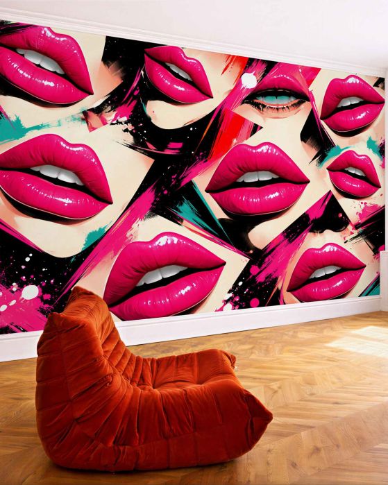 Fototapeta neonowe usta pop-art glamour