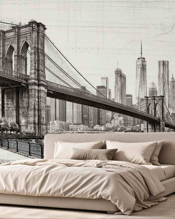 Fototapeta szkic mostu brooklińskiego na manhattanie
