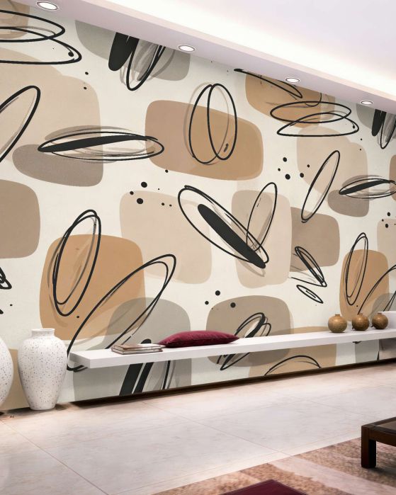 Fototapeta beżowa abstrakcja z geometryczną linią