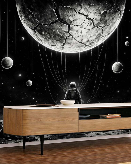 Fototapeta kosmiczny wędrowiec pod planetami