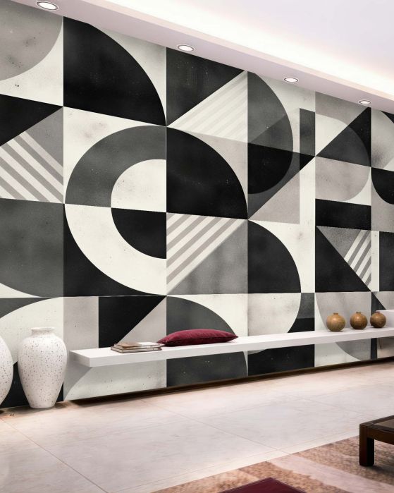 Fototapeta geometryczna mozaika w czerni i bieli