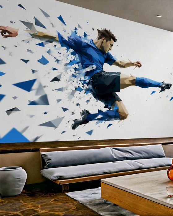 Fototapeta dynamiczny piłkarz w geometrycznym stylu