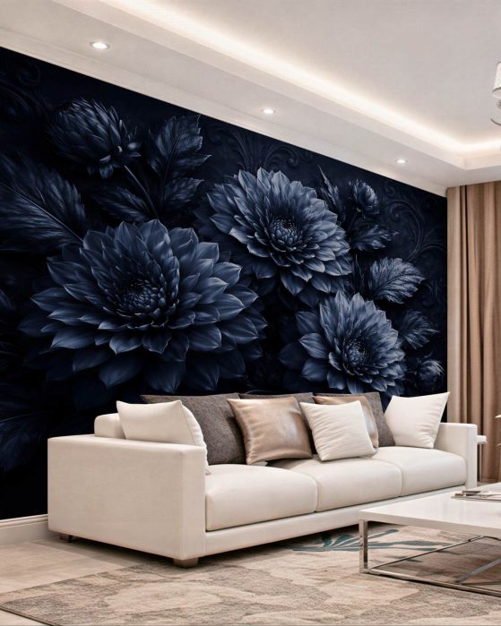 Fototapeta nocne dalie w granatowej elegancji
