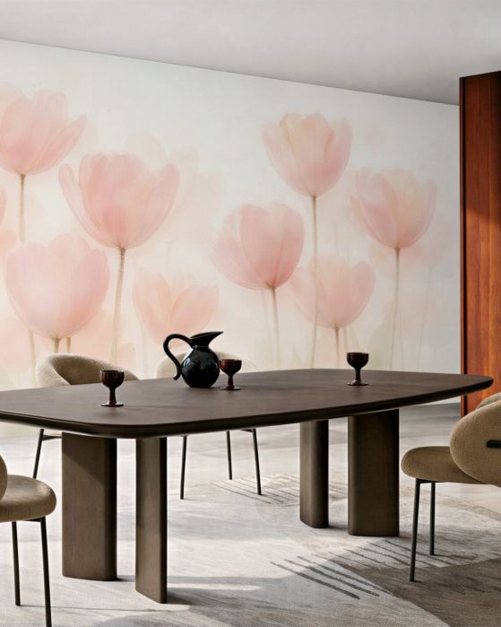 Fototapeta pastelowe tulipany we mgle