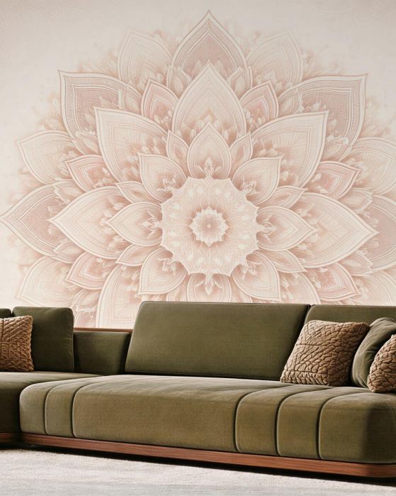 Fototapeta pudrowa mandala w harmonijnym blasku