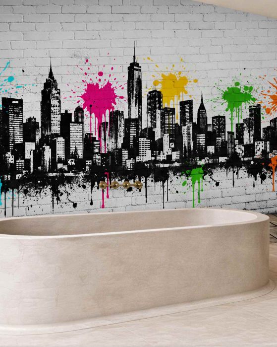 Fototapeta kolorowe graffiti miejskiej panoramy