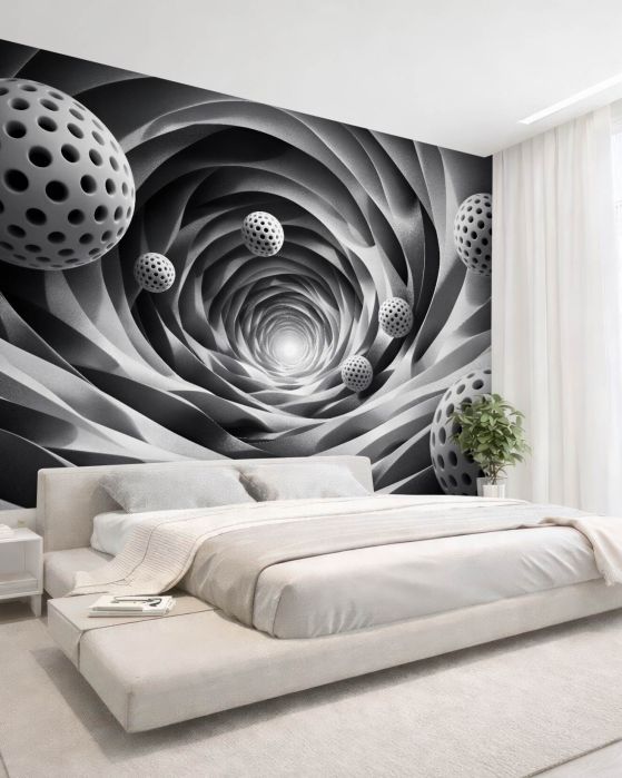 Fototapeta tunel z ażurowymi kulami 3d