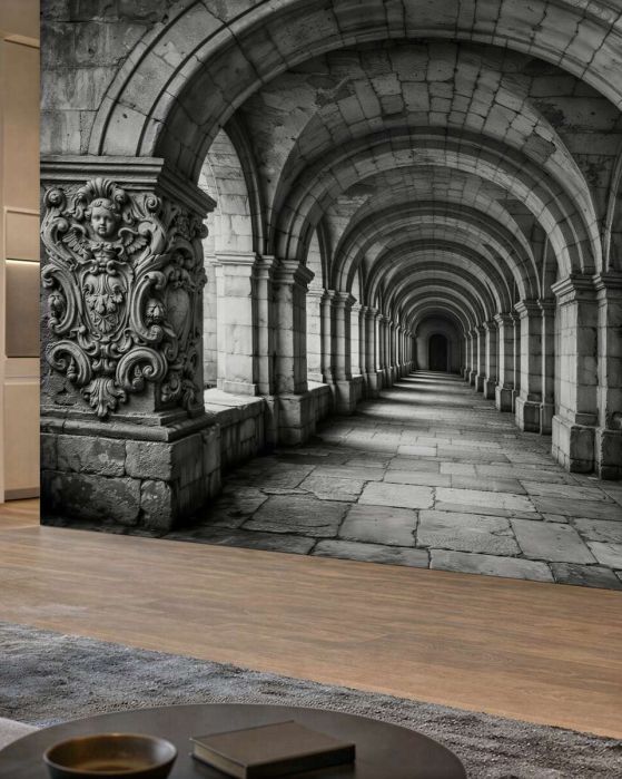Fototapeta monumentalny kamienny arkadowy korytarz