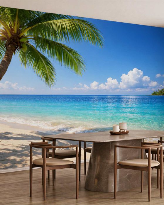 Fototapeta rajska plaża z palmą