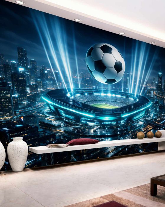 Fototapeta futurystyczny stadion w blasku miasta