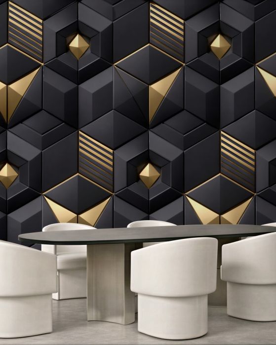 Fototapeta czarno-złota geometryczna elegancja 3d
