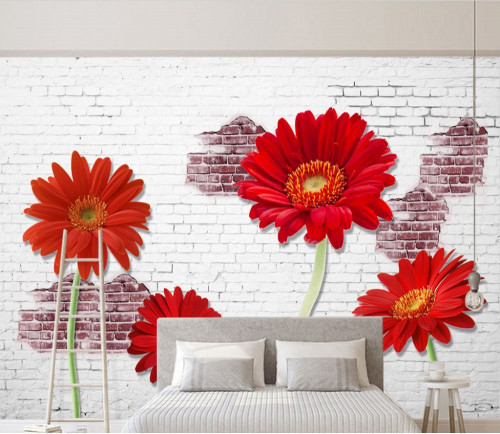 Fototapeta Kwiat, gerbera i czerwony