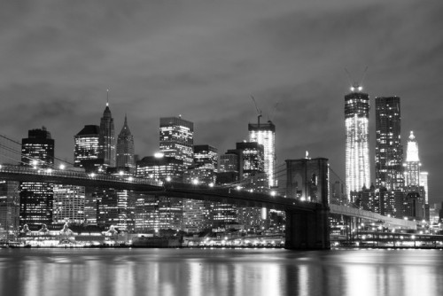 Fototapeta Brooklyn Bridge i Manhattan Skyline w nocy, New York City