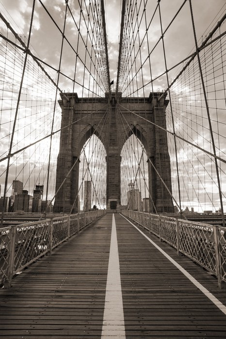 Fototapeta Brooklyn Bridge w Nowym Jorku. sepię.