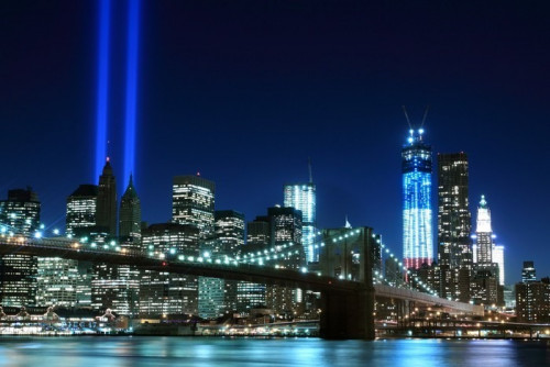 Fototapeta Brooklyn brigde i wieże światła, Nowy Jork