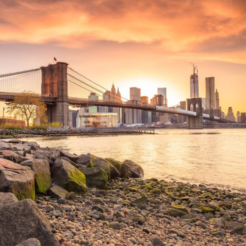 Fototapeta Brooklyn Bridge o zachodzie słońca