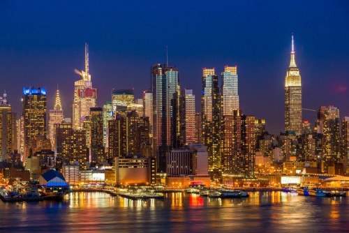 Fototapeta New York City Midtown Manhattan budynki skyline noc