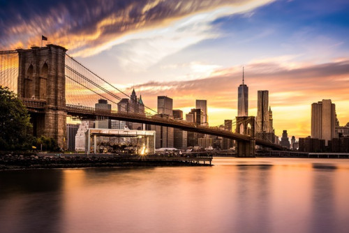 Fototapeta Brooklyn Bridge o zachodzie słońca