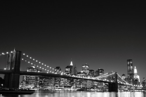 Fototapeta Brooklyn Bridge i Manhattan Skyline w nocy, New York City