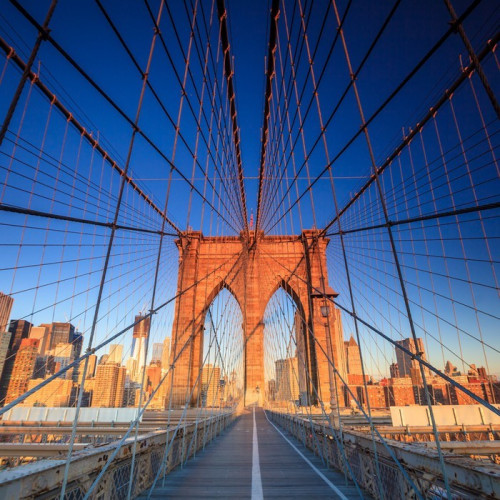 Fototapeta Brooklyn Bridge o zachodzie słońca