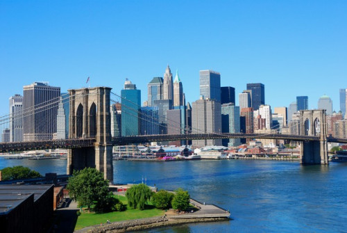 Fototapeta New york city skyline i Brooklyn Bridge