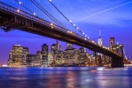 Fototapeta New York City Manhattan Brooklyn Bridge night skyline