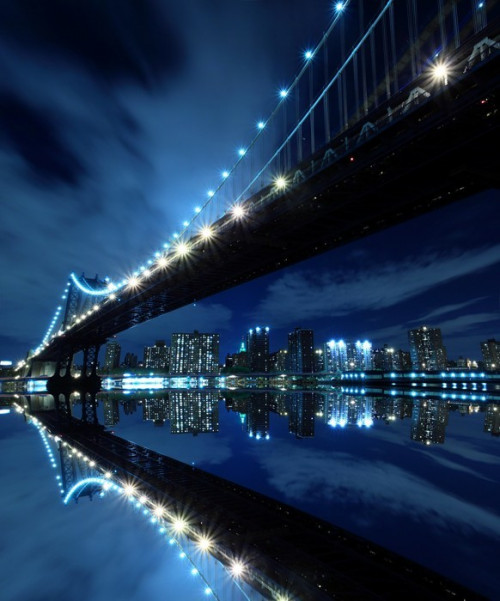 Fototapeta Manhattan Bridge w nocy światła, Nowy Jork