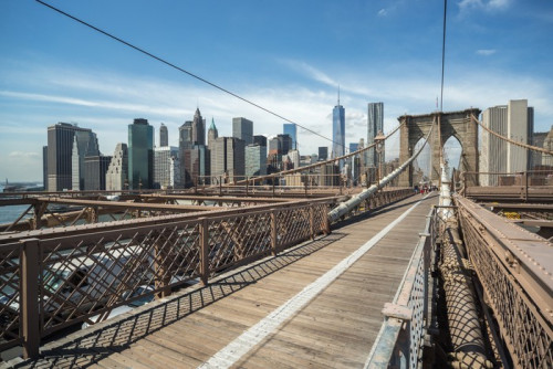 Fototapeta Nowy Jork Brooklyn Bridge i Manhattan budynki