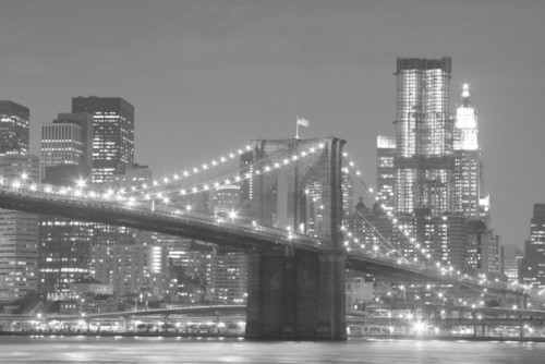 Fototapeta Brooklyn Bridge i Manhattan Skyline w nocy