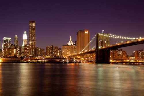 Fototapeta New York - Brooklyn Bridge w nocy