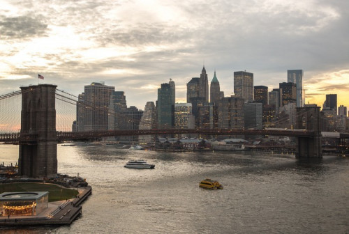 Fototapeta New York City Brooklyn Bridge downtown skyline