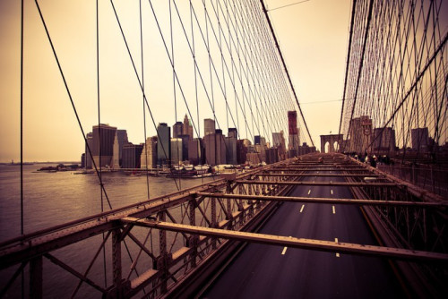 Fototapeta Widok z dzielnicy finansowej z Brooklyn Bridge