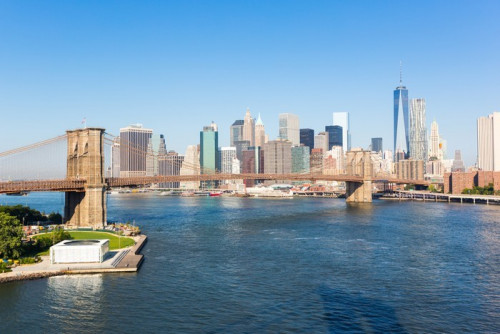 Fototapeta Brooklyn Bridge i Downtown Skyline w Nowym Jorku