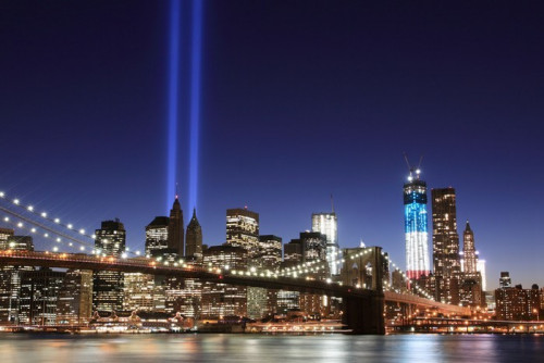 Fototapeta Brooklyn brigde i wieże światła, Nowy Jork