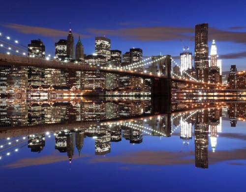 Fototapeta Brooklyn Bridge w nocy, New York City